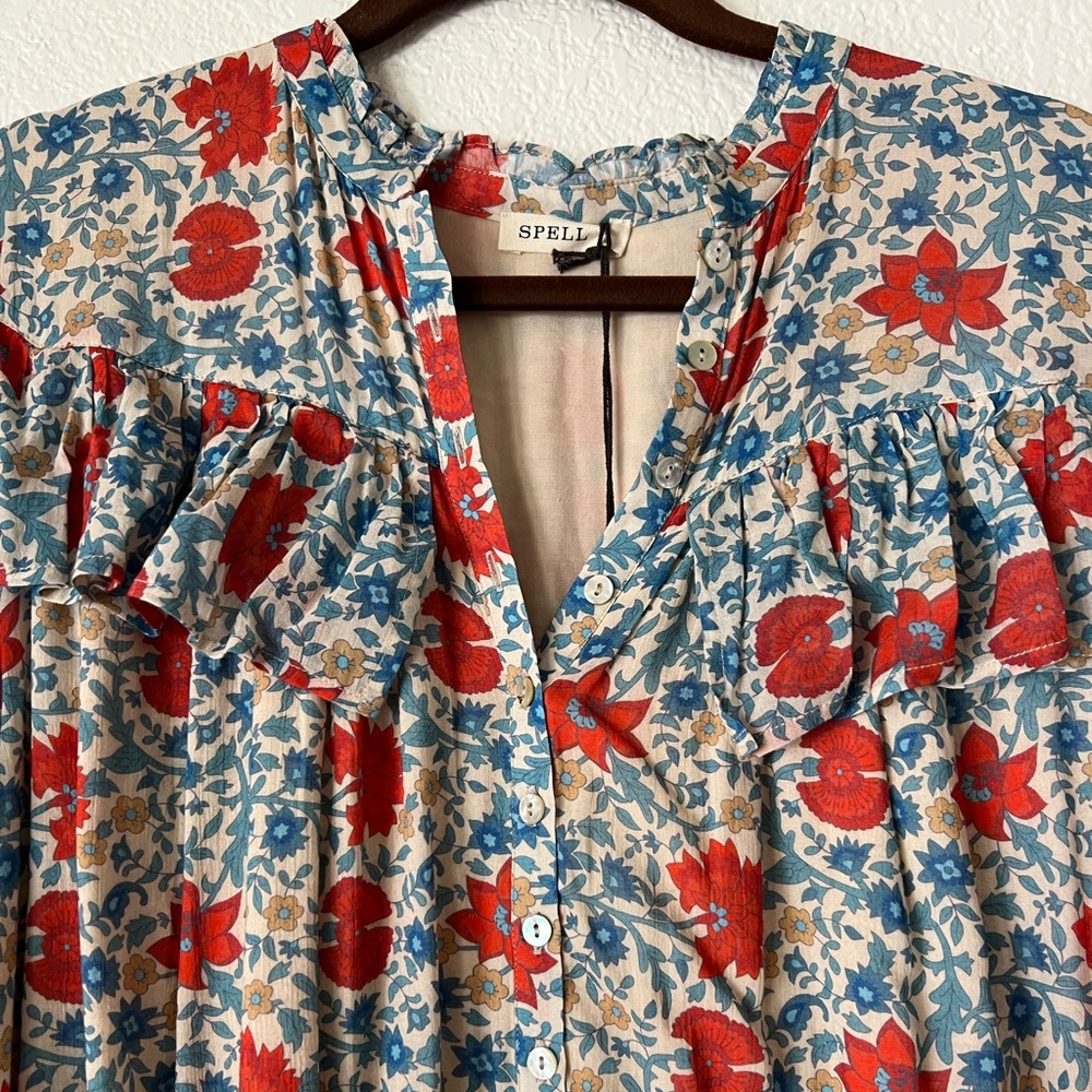 SPELL Village Ruffle Mini Dress NWT